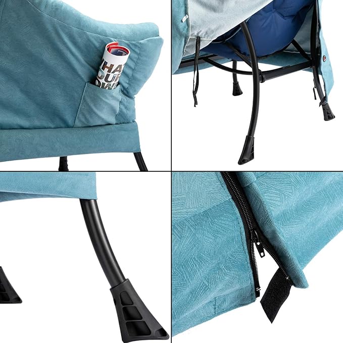 HollyHOME Lazy Chair with Armrest and Side Pocket Comfy Accent Lounge ChairLeisure Sofa Armchair for Living Room Bedroom Dorm or Small Spaces Oversized Reading Sofa Chair Textured Blue