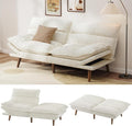 Pipishell Futon Sofa Bed Convertible Futon Adjustable Backrest &amp Armrests Corduroy Sleeper Couch for Small Spaces Living Room Office Guest Room (Pearl White 66 Inch)