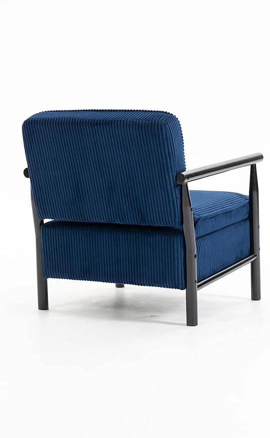 Yoglad Accent Chair with Storage Corduroy Fabric Reading Chair with Wood Frame Mid Century Modern Storage Armchair for Living Room Bedroom Apartment(Antique Blue)