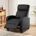 Recliner Chair for Living Room PU Leather Chair Sleeper Chairs for Adults Adjustable Comfortable Chair Single Sofa Chair Reading Chair for Bedroom with Footrest (Leather Black)