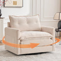 cinkehome Oversized Swivel Chair 36 Swivel Armchair Accent Chair for Living Room Mid Century Modern Thick Padded Arm Chairs Memory Foam Chenille Beige