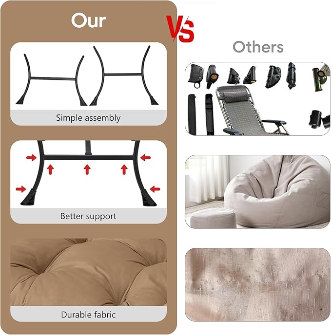 Lazy Chair with Folding Ottoman Modern Large Accent ChairContemporary Lounge Leisure Sofa Chair with Armrests Upholstered Sofa Armchair Reading Chair for BedroomDorm &amp Office(Khaki-f)