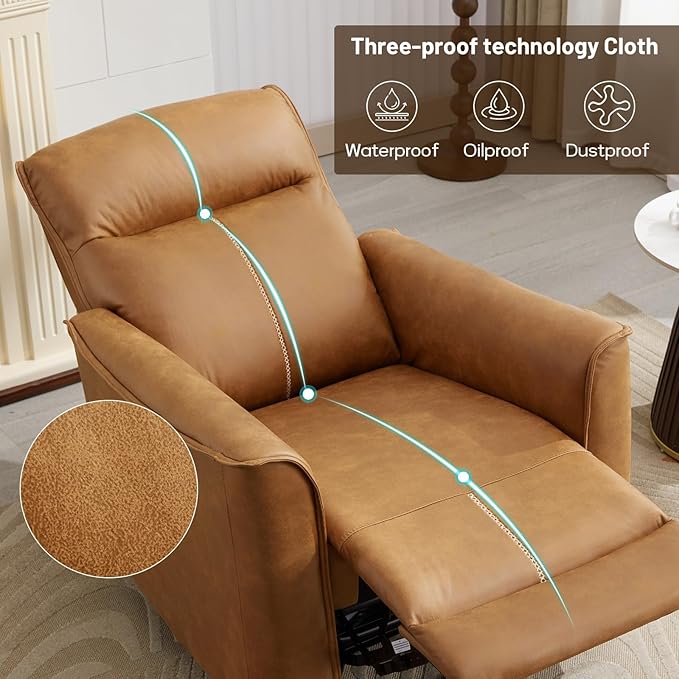 ANJ Manual Swivel Rocker Recliner Glider Recliners with Padded Armrest and Backrest Soft Faux Leather Nursery Rocking Recliner Chair Reclining Sofa for Living Room