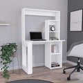 Writing Computer Desk with Storage Shelves and Hutch Desk with Hutch Five Storage Shelves for Home Office White