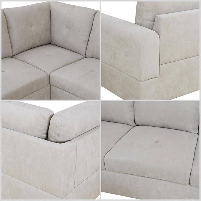 L Shaped Couch Modular Sectional Sofa with Chaise Modern Modular Sofas Furniture Sofa Couches for Living Room/Apartment/Office/Bedroom Light Grey