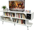 Lightdot 55 Inch TV Stand up to 65 Inch TVs Large Storage for Collection with 6 Open Shelves Sturdy Media Console Table for Living Room/Entrance/Kitchen/Sofa Cabinet Easy Assembly White