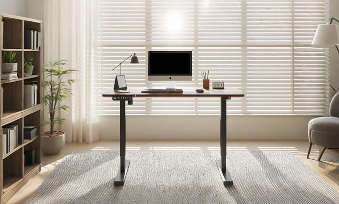 55 Inch Electric Standing Desk Height Adjustable Computer Gaming Desks for Home Office Bedroom Craft Study Table and Work Standing DesksBrown