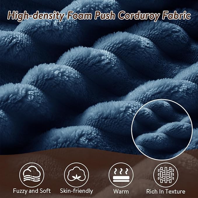Oversized Double Chaise Lounge Chair IndoorWide Corduroy Boneless Chaise Lounges SofaComfy Upholstered Cloud CouchNo Assembly Required Loveseat Sleeper Chair Bed for Living Room(Dark Blue)