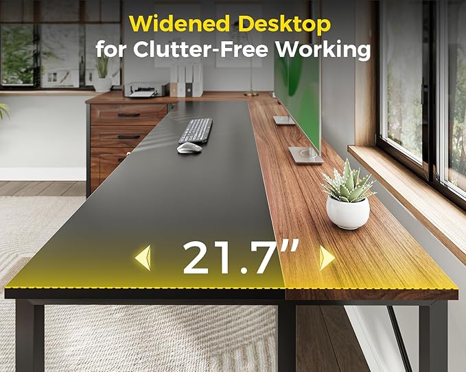 AODK 61 L Shaped Office Desk with Wood Drawers &amp Lockable File Cabinet Reversible 21.7 D Corner Computer Desk with Built-in Power Outlets Executive Desk for Home Office Walnut
