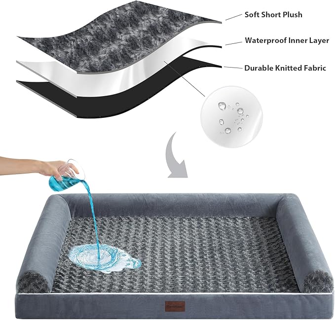 BFPETHOME Dog Beds for Large Dogs Orthopedic Dog Bed for Medium Large DogsBig Waterproof Couch Pet Bed with Removable Washable Cover
