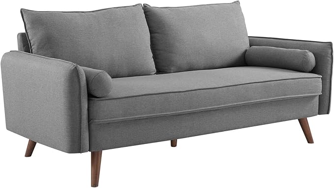 Modway Revive Contemporary Modern Fabric Upholstered Sofa In Light Gray