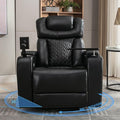 PU Leather Power Swivel Rocker Recliner Chair 270 Degree Premium Nursery Glider Recliner with Arm Storage Tray Table Phone &amp Cup Holder USB Port for Living Room Home Theater