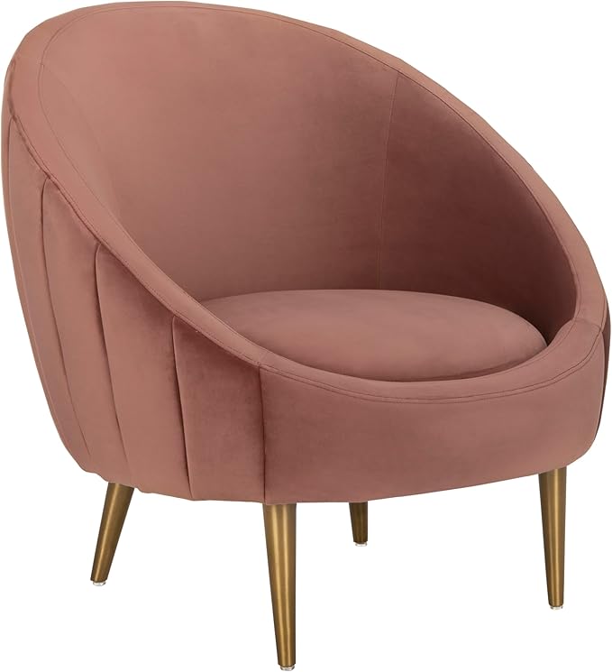 Safavieh Couture Home Razia Retro Glam Dusty Rose Pink Velvet Channel Tufted Tub Chair