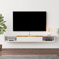 Floating TV Stand 79'' Wall Mounted Entertainment Center TV Media Console Floating Shelves with Door Floating TV Cabinet Large Storage TV Bench for Living Room (White 78.74IN)