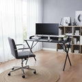 Homy Casa Modern Black Computer Desk with X-Frame Metal Legs 47.2 x 19.7 Writing Table Raised Edge Minimalist Home Office Workstation