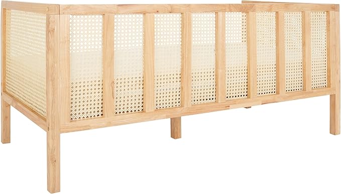 SAFAVIEH Home Collection Dune Coastal Natural Rattan 3-Seater Sofa with White Cushion