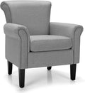 Giantex Modern Fabric Accent Chair Comfy Living Room Chair w/Adjustable Foot Pads Overstuffed Backrest Single Sofa Leisure Chair w/Soft Cushion Bedroom Chair for Reading Nursery Light Gray