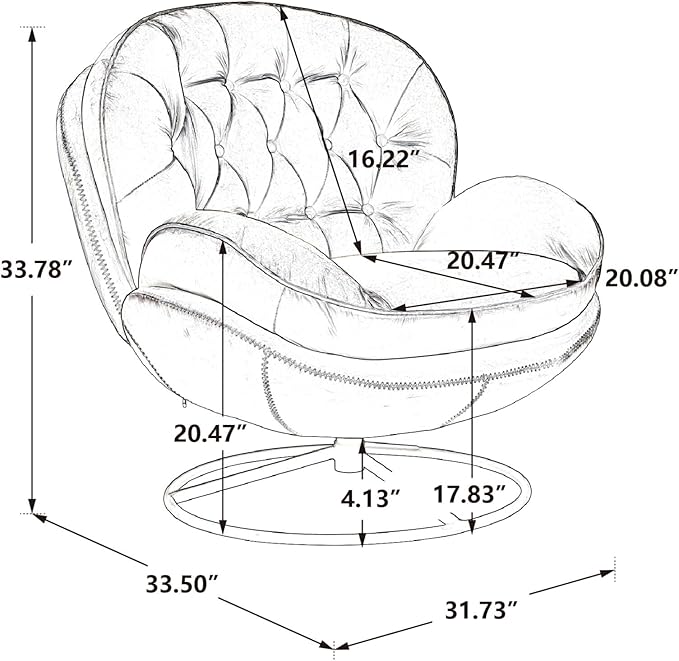 JINS&ampVICO Swivel Accent Chair Armchair with OttomanVelvet Lounge ChairComfy Living Room ChairLazy Sofa for BedroomApartmentReading RoomGray