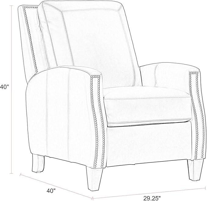 Parker Living Hunter - Echo Grey Leather Recliner Chair Manual Pushback Recliner Top Grain Leather with Match Comfortable Seating for Living Room Relaxation