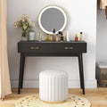 Small Black Desk with Drawers - 40 Inch Home Office Study Writing Desk for Bedroom Vanity Desk with 4 Solid Legs Modern Computer Desk for Small Spaces (Balck)