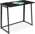 Best Choice Products 31.5in Folding Drop Leaf Desk Table Computer Workstation for Home Office w/Wood Table Top Back Shelf Portable Space Saving - Black/Black
