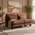 Small Modular Sofa Armless Loveseat Modern 2-Seats Mini Sofa Couch with Pillows Convertible Love Seat with Gold Legs for Small Spaces Living Room Brown Chenille