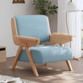 Accent Chair Mid Century Modern Chair Velvet Upholstered Lounge Arm Chair with Solid Wood Cozy Reading Chair for Living Room Bedroom Balcony (Blue Single Chair)