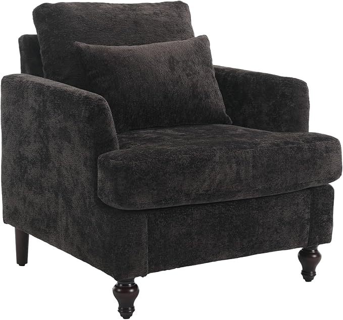 Upholstered Living Room Chair Chenille Accent Chair Single Sofa with Cushion &amp Solid Wood Frame Mid Century Modern Armchair for Bedroom Office