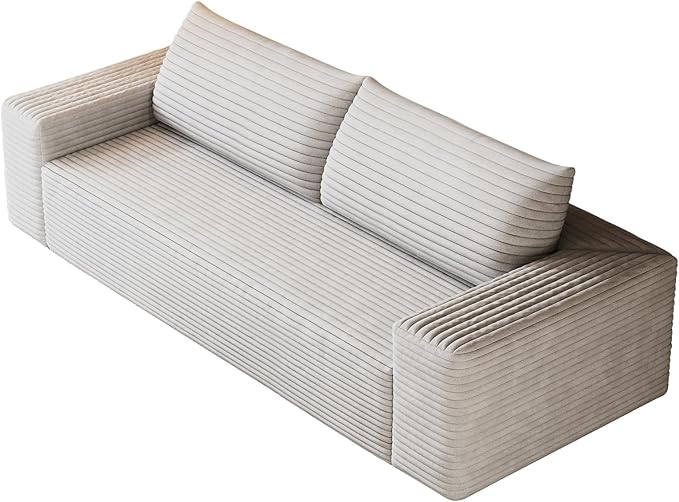71 Loveseat Sofa in a BoxPlush Corduroy Fabric Deep Seat CouchNo Assembly RequiredSpace-Saving DesignComfy Seater Sofa for Living Room Apartment Bedroom &amp OfficeModernWhite