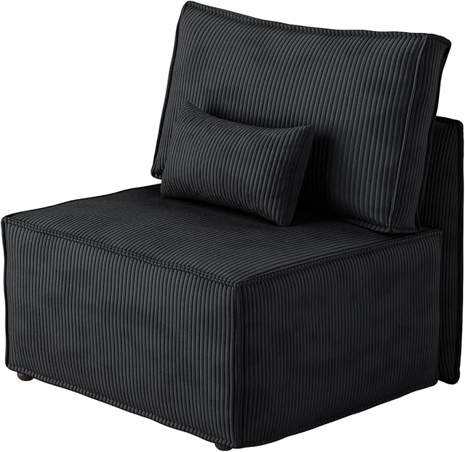 HOOOWOOO Modular Sectional Sofa CouchFree Combination Cloud Couch Armless Chair(Black Corduroy)