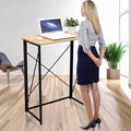 Folding Laptop Computer Desk Standing Desk 31in Small Desk for Sitting or Standing No Need to Assembly Suitable for Home Office Writing (Wood Board Color)