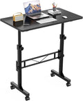 HOMIDEC Standing Desk 32 Inch Portable Small Desk Adjustable Height Rolling Home Office Desks with Wheels Sit Stand Desk for Bedroom Walking Pad Home Office Small Space Black