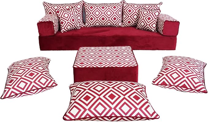 arabicsofa Handmade Turkish Floor Sofa with Backrest Pillows – Arabic Diwan Floor Cushions for Living Room