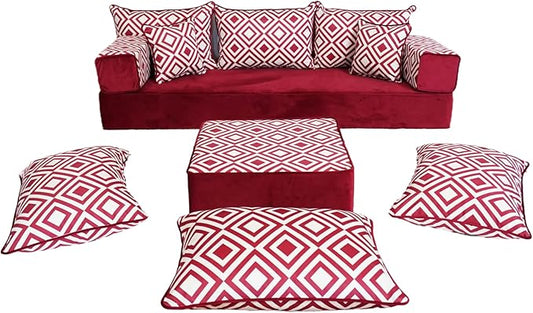 arabicsofa Handmade Turkish Floor Sofa with Backrest Pillows – Arabic Diwan Floor Cushions for Living Room