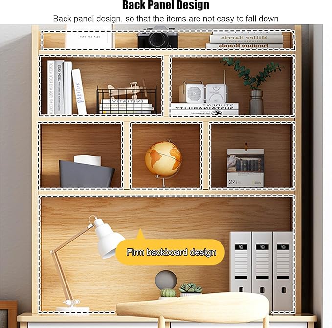 Wooden Computer Desk with Hutch and BookshelfHome Office Desk with Drawers and Storage Shelf Space Saving Writing Study Desk Workstation(31 L x 20 W x 71 H B)