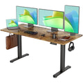 INNOVAR Electric Standing Desk Adjustable Height Stand up Desks 63 x 24 Inches Sit Stand up Desk for Home Office Computing 3-Preset Memory Height Ergonomic Rising Desks Rustic Brown