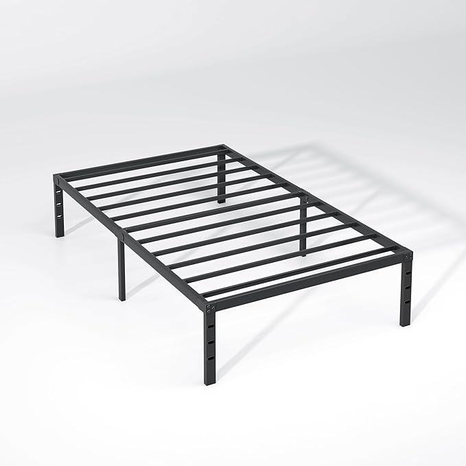 Metal Bed FrameTwin Size Bed Frame with Storage SpaceHeavy Duty Sturdy Mattress FoundationEasy AssemblyNo Box Spring Needed Black18 InchTwin