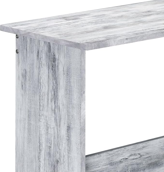 Antique White and Black L-Shape Office Desk with Bookshelf