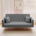 Anwick Modern Velvet Sofa Bed Futon with 2 Pillows2-in 1 Convertible Sleeper Couch BedFolding Recliner Loveseat with Golden Metal Legs for Living Room Apartment Office (Grey)