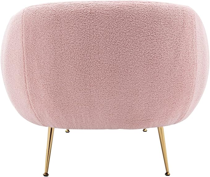 Modern Comfy Leisure Accent Chair Teddy Short Plush Particle Velvet Armchair with Ottoman for Living Room