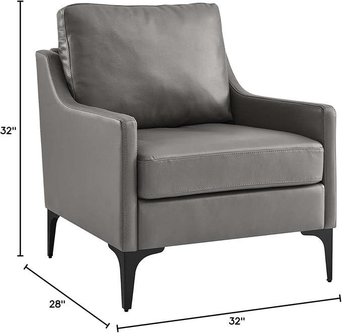 Modway EEI-6022-GRY Corland Leather Armchair Gray