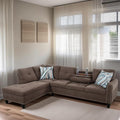 L-Shaped Sectional Sofa Modern Sectional Couches Home Sofas for Living Room with Movable Chaise Modular Living Room Sets Furniture for Apartment Bedroom &amp Office Brown
