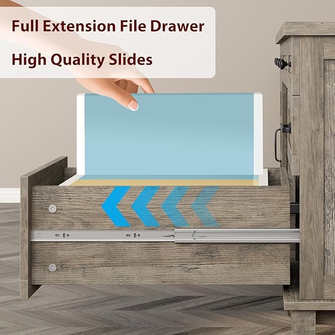 60 Inch Farmhouse Computer Desk with Charging Station &amp File Cabinet Wooden Office Desk with Power Outlets USB Ports and Ample Storage Drawers for Home Workspace Executive Writing Table.
