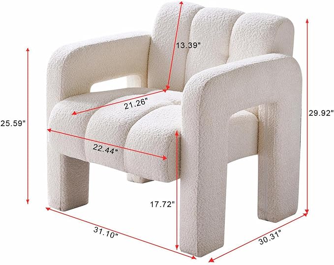 Accent Chair Living Room Chairs Modern Comfy Reading Nook Chair for Bedroom Upholstered Boucle Fabric Side Chair Armchair for Living Room Office (Beige)
