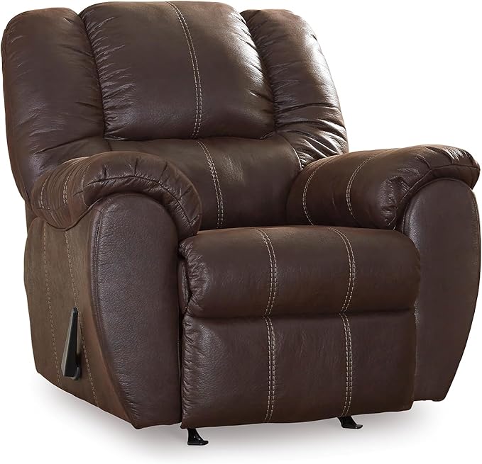 Signature Design by Ashley McGann Modern Faux Leather Manual Pull Rocker Recliner Brown
