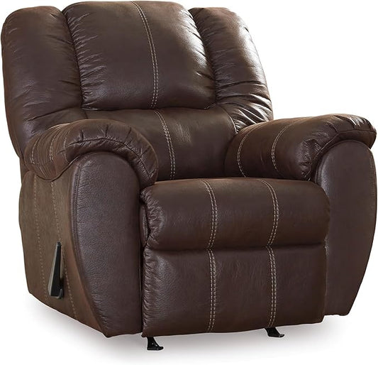 Signature Design by Ashley McGann Modern Faux Leather Manual Pull Rocker Recliner Brown