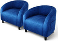 GarveeHome Accent Chair Set of 2 Club Chair Cozy Armrest Upholstered Barrel Chair with Solid Legs for Living Room Bedroom Study Waiting Room(Navy Blue)
