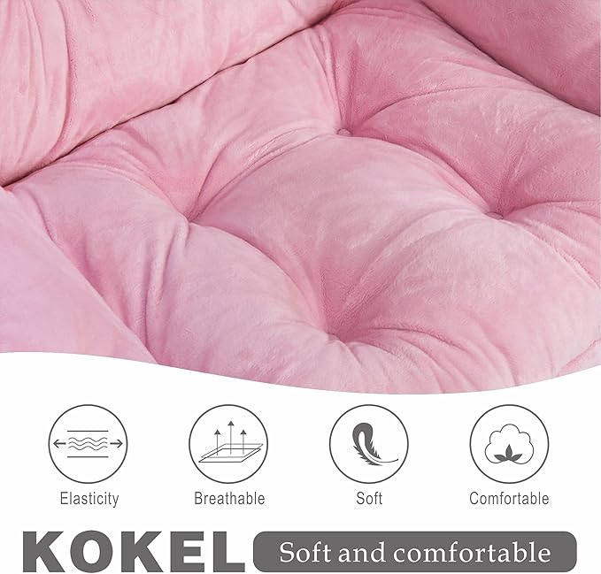 Kokel Lazy Chair with Folding OttomanLiving Room Chairs (Pink-1119)