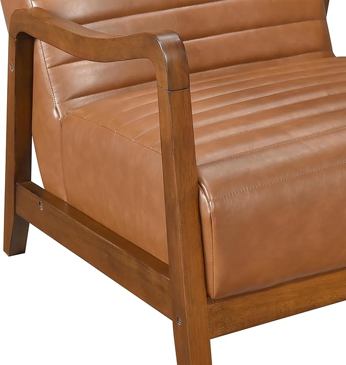 Lexicon High Back Accent Chair Mid Century Modern Chairs Living Room Chairs Reading Chair for Bedroom with Solid Wood Armrests and Legs Lounge Chair for Bedroom Living Room Sunroom Office Camel