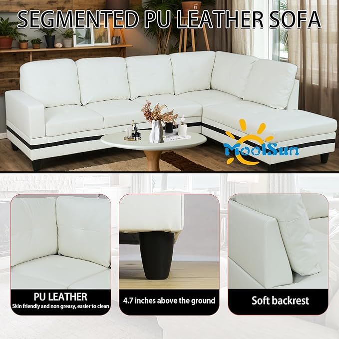 L-Shaped Combination Sofa Set Luxurious Synthetic Leather Living Room Sofa Suitable for Living Rooms Bedrooms Apartments and Offices